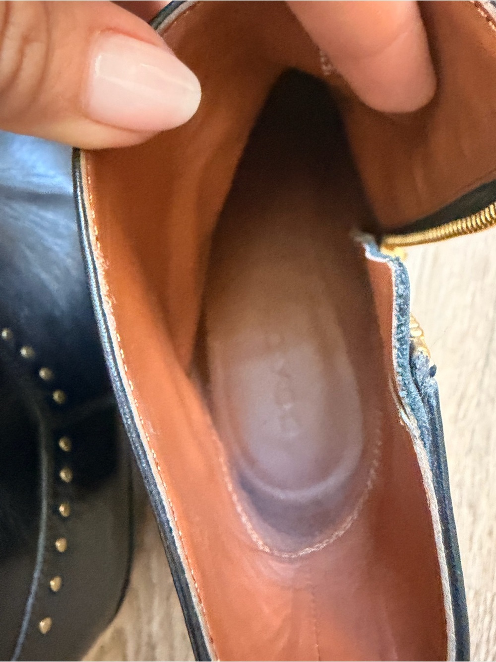 Coach Black Leather Ankle Boots with Gold Stud Accents - Picture 6 of 14